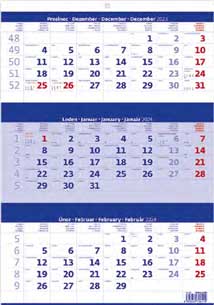 TØÍMÌSÍÈNÍ - modrý - kalendáø
